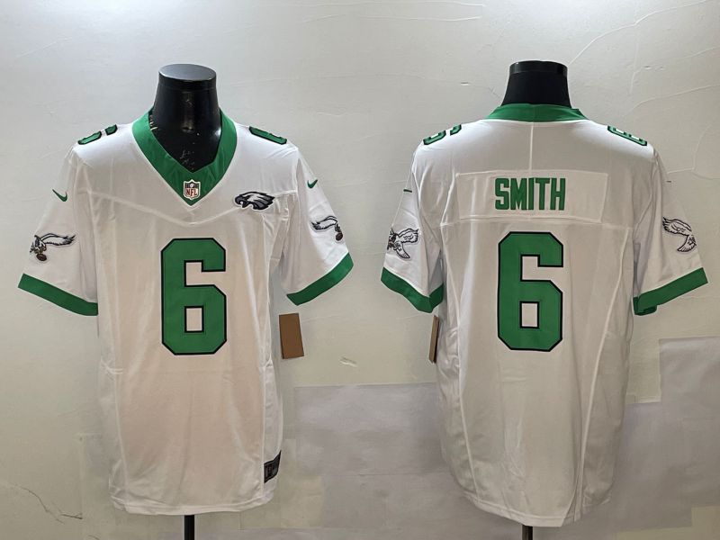 Men Philadelphia Eagles #6 Smith White Retro three generations 2025 Nike Vapor Limited NFL Jersey style 4->philadelphia eagles->NFL Jersey